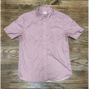 Faherty Playa Diamond Print Mauve/Pink Button Down Casual Woven Shirt Sz L